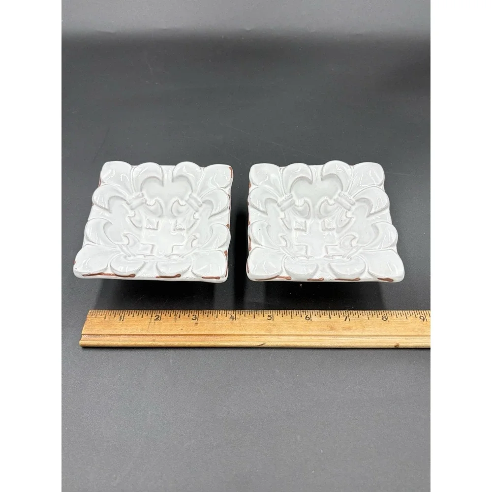 Mud Pie Ceramic Square Decorative Bowl Trinket Snack Dish 4